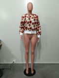 Double-layer Knit Coat with Woolen Carved Embroidery and Patchwork
