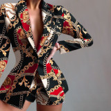 Fashion Leopard Print Casual Shorts Suit