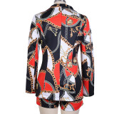 Fashion Leopard Print Casual Shorts Suit