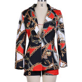 Fashion Leopard Print Casual Shorts Suit