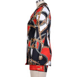 Fashion Leopard Print Casual Shorts Suit