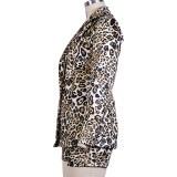 Fashion Leopard Print Casual Shorts Suit