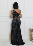 Sensual Off-Shoulder Sequined High Slit Evening Gown Dress