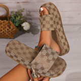 Large Size Thick-soled Plum Blossom Embroidered Platform Sandals