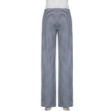 High-waisted Loose Straight-leg Draped Trousers