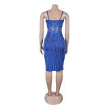 Sexy Sequin V-Neck Satin Bodycon Slit Dress