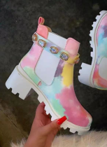 Chelsea Rhinestone Buckle Platform Thick-soled Martin Boots