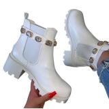 Chelsea Rhinestone Buckle Platform Thick-soled Martin Boots