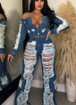 Fashion Casual Ripped Cross-border Denim Jeans