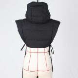 Hooded Side-leaking Sleeveless Tie-back Short-sleeved Vest
