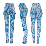 Double-sided Velvet Printed Multi-pocket Ultra-stretch Work Pants