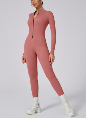 Quick-drying High-elastic Integrated Zipper Tight Fitness Yoga Jumpsuit