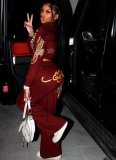 Casual Street Print Navel-baring Two-piece Suit