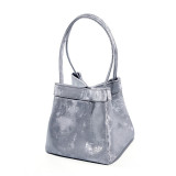 New Chinese Style Niche Satin Cowhide One-shoulder Crossbody Small Square Bag