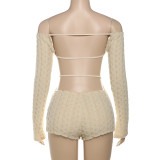 Sexy Off-Shoulder Long Sleeve High-Waisted Slim Fit Wrap Around Bodysuit