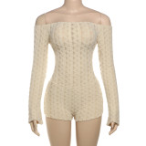 Sexy Off-Shoulder Long Sleeve High-Waisted Slim Fit Wrap Around Bodysuit