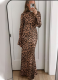Slim-Fit Leopard Print Collarless Waist-Cinching Sexy Dress