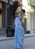 Navel-exposed Drawstring Yarn-dyed Jacquard Long-sleeved Jacket