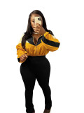 Colorblocked Navel-baring High Waist Slightly Flared Two-piece Suit