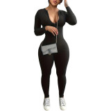 Solid Color Tight-Fitting Invisible Zipper Bodysuit