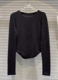 T-shirt With A Curved Hem and Full Of Rhinestone Shimmer Design