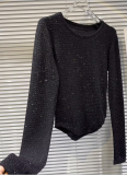 T-shirt With A Curved Hem and Full Of Rhinestone Shimmer Design