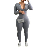 Solid Color Tight-Fitting Invisible Zipper Bodysuit