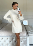 Fashion Feather Patchwork Short Slim-Fit Dress
