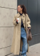 Khaki Knee-length Single-breasted British Style Mid-length Trench Coat