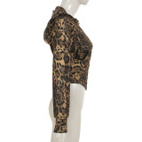 Fashion Streetwear Leopard Print Zipper Cardigan Jacket Hoodie Sweatshirt