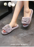 One-word Popular Home Outdoor Flat Plush Non-slip Cotton Slippers