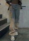 Personalized Street Gradient Color Frayed Washed Loose Fit Jeans