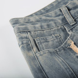 Personalized Street Gradient Color Frayed Washed Loose Fit Jeans