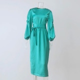 Fashionable Satin Elegant Long Dress