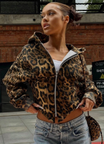 Fashion Streetwear Leopard Print Zipper Cardigan Jacket Hoodie Sweatshirt