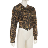 Fashion Streetwear Leopard Print Zipper Cardigan Jacket Hoodie Sweatshirt