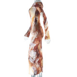 Retro Fashion Print Sexy One Shoulder Long Sleeve One Step Dress