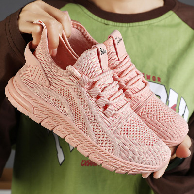Autumn New Fashion Casual Shoes Fly Woven Mesh Shoes Wholesale Breathable Solid Color Sneaker