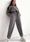 Fashion Casual Loose Zipper Stand Collar Sweatshirt Two-piece Suit