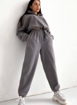 Fashion Casual Loose Zipper Stand Collar Sweatshirt Two-piece Suit
