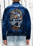 American Heavy-Duty High Street Men'S Trendy Brand Printed Jacket Loose Hip-Hop Coat