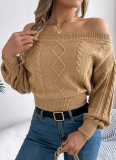 Autumn and Winter Leisure Solid Color off-Shoulder Long Sleeve Pullover Sweater