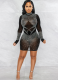 Sexy Tight Hot Diamond Mesh See-through Hip Dress