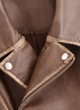 Brown Winter Street Fashion Imitation Leather Motorcycle Jacket