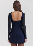 Temperament Sexy Slim Fit Splicing Mesh Sleeve Dress