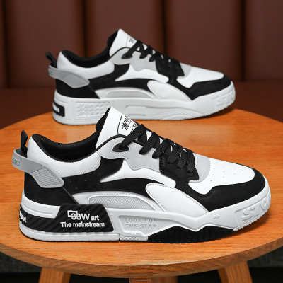 New Autumn Men'S Sports Shoes Men'S Comfortable Thick-Soled Shoes Trendy Lace-Up Vulcanized Shoes White Casual Sports Shoes