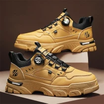 Men's sneakers fashion leather boots outdoor tactical breathable boots hiking casual shoes non-slip men ankle boots