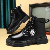 High Top Boots Men's Leather Shoes Fashion Motorcycle Ankle Boots for Men Winter Boots Man Shoes Lace-Up Boots Men