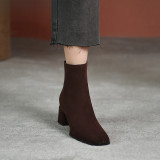 Vintage Suede Women Ankle Boots Fashion Thick very Short Booties Autumn Winter Women's Shoes