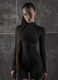 Fashion Sports Long Sleeve Reverse Split Zipper Round Neck Jumpsuit